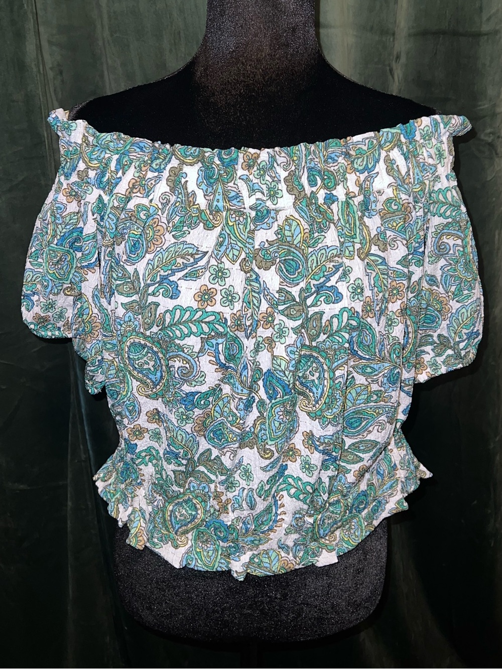 LOFT NWT XL Floral Paisley Blouse in Teal, Green & White